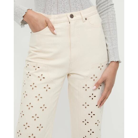 Loeffler Randall Demi Embroidered Pant Natural - Picture 2 of 9